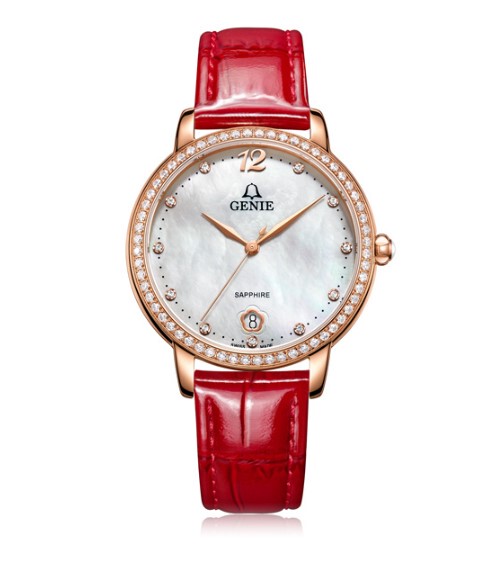 瑞士genie 爵尼手表 石英女表 gnq-t2020l-lqdrr 专柜正品 真皮