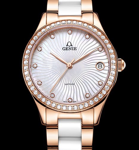 瑞士 爵尼手表 石英表 陶瓷 女表 gnq-t2016l-qr 专柜正品 包邮