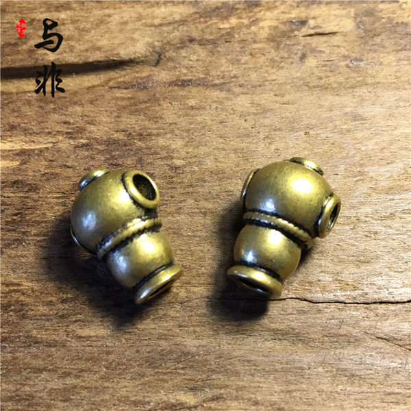 与非先生 藏式氧化做旧复古黄铜一体潜水艇水滴佛头三通 佛珠配饰