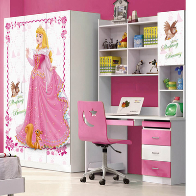 儿童家具板式卡通迪士尼公主床带学习桌组合整套家具女生家具包邮