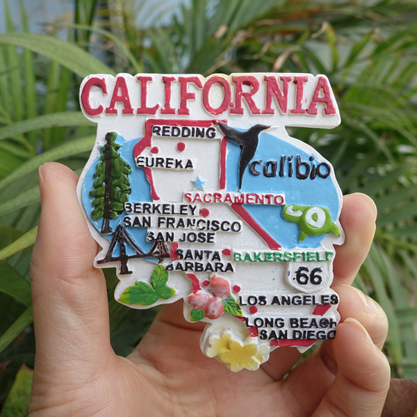 美国冰箱贴 外贸原单 厚实精美 加利福尼亚地形地名 旅游纪念
