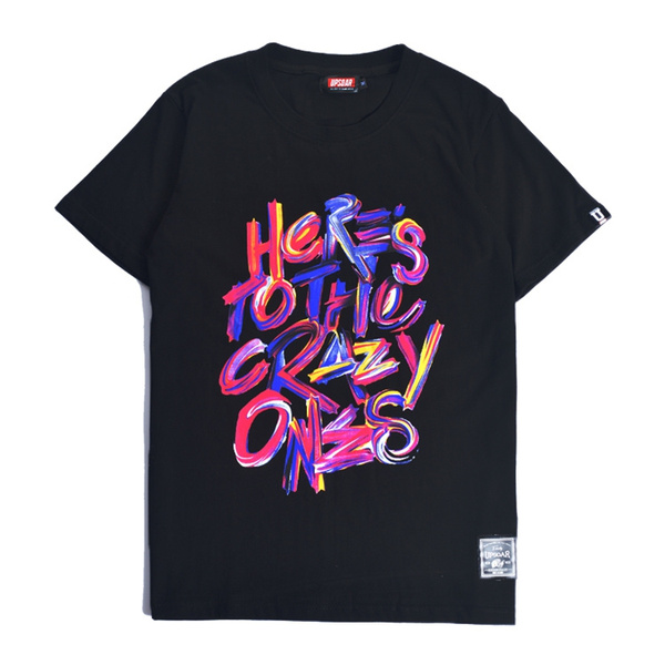 原创潮牌街头涂鸦简约字母印花t恤欧美男女情侣街头棉质短袖半袖