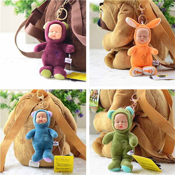 luckybaby正版萌睡娃挂件钥匙扣毛绒公仔玩具 萌兔布娃娃包包挂饰
