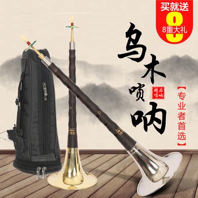 黑檀乌木唢呐民族乐器d调唢呐初学者专业演奏送教材厂家直销包邮