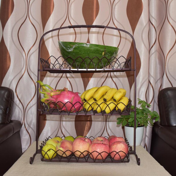 铁艺三层水果篮架蛋糕点心架宜家客厅果盆时尚创意收纳架蔬菜放置