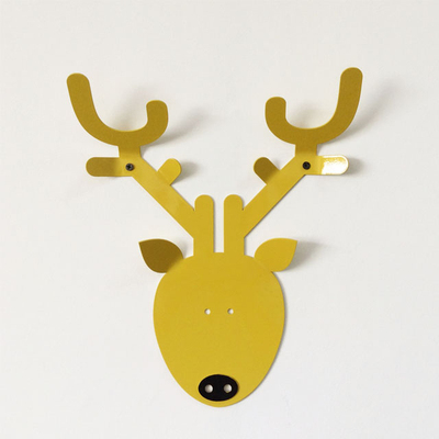 现代卡通动物可爱墙面挂饰儿童房书房墙面配饰铁艺卡通牛头工艺品