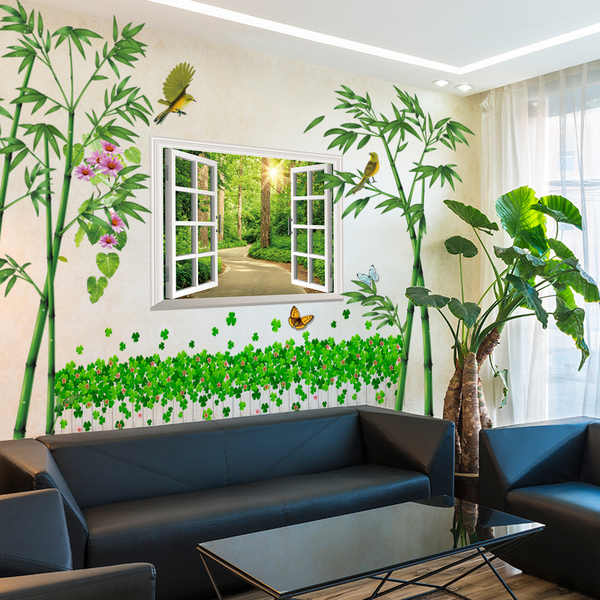 3d立体墙贴纸自粘墙纸客厅卧室温馨田园墙壁纸房间墙面贴画装饰品-淘