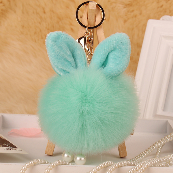 可爱超大兔耳朵毛球挂件毛球包包挂件仿兔毛钥匙扣挂饰毛毛绒球女