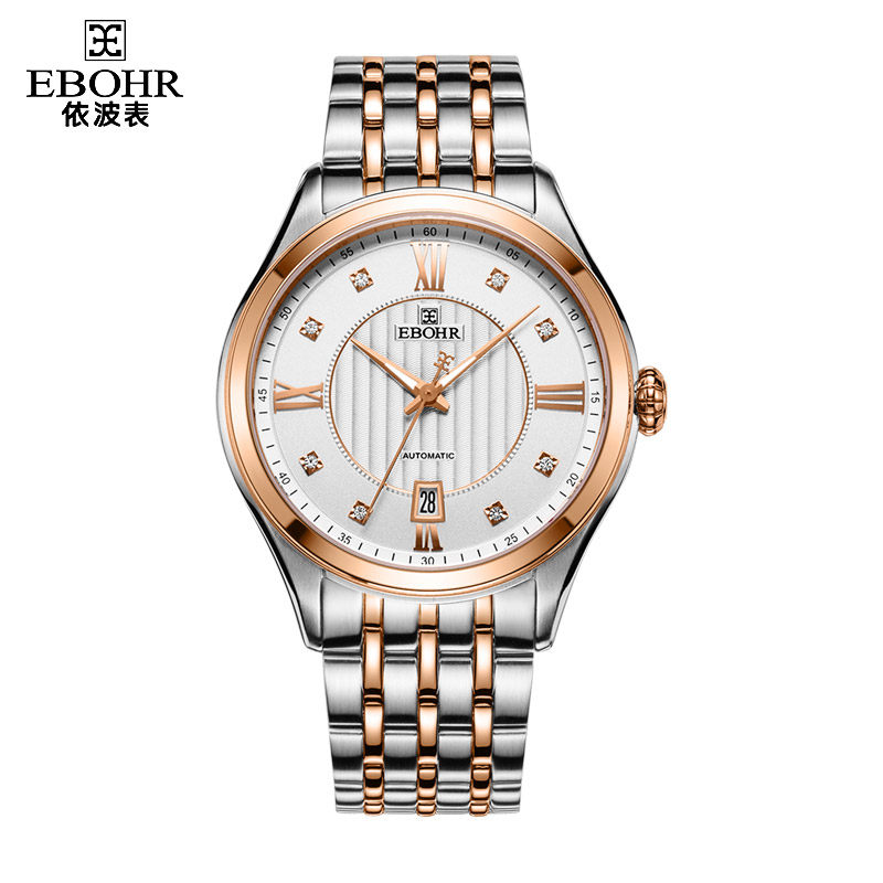 【专柜同款】依波表 正品手表 间玫瑰金色白面钢带机械男女表1091