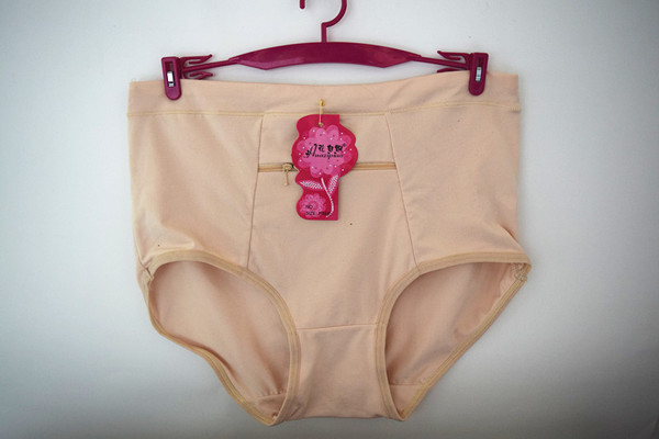 4条包邮 女士拉链防盗纯棉内裤中老年高腰内裤带拉链送妈妈