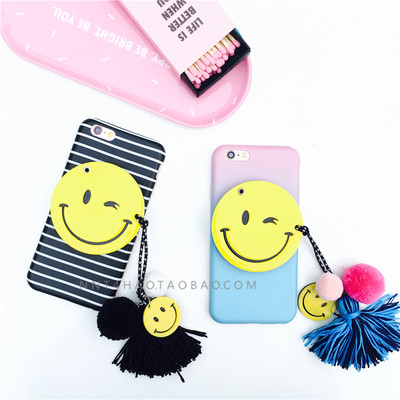牛奶糖4号笑脸手机壳iphone6s日韩镜子全包流苏苹果6plus 7代软壳