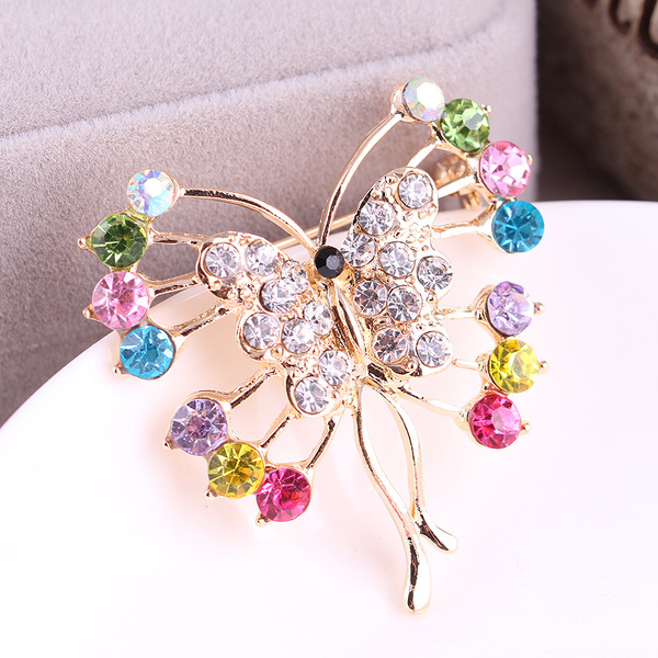 买二送一韩版时尚高档手工水晶彩钻动物花草合金胸针女别针正品