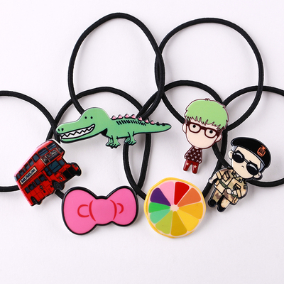可爱卡通发绳小鳄鱼小鸡小动物橡皮筋表情包饰品蝴蝶结头绳发圈女