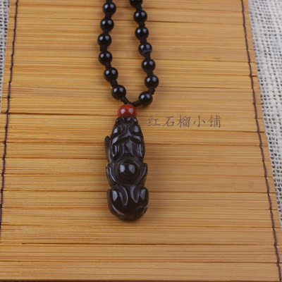 开光石碑护身符 影子石貔貅吊坠 男生 财运事业运公司领导磁场