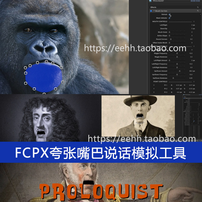 FCPX插件 有趣搞笑夸张人物照片视频嘴巴部说话模拟工具动画+教程-天天素材网