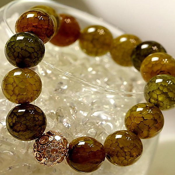 天然龙纹石龙鳞玛瑙手链男女情侣款佛珠招财辟邪转运本命年首饰品