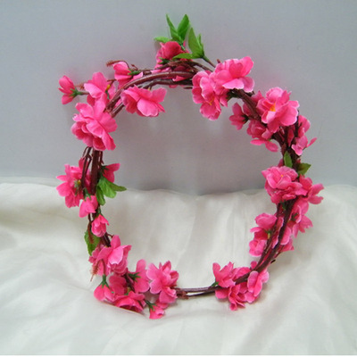 特价包邮仿真桃花花环 景区假仿真樱花花环 春游儿童表演道具批发