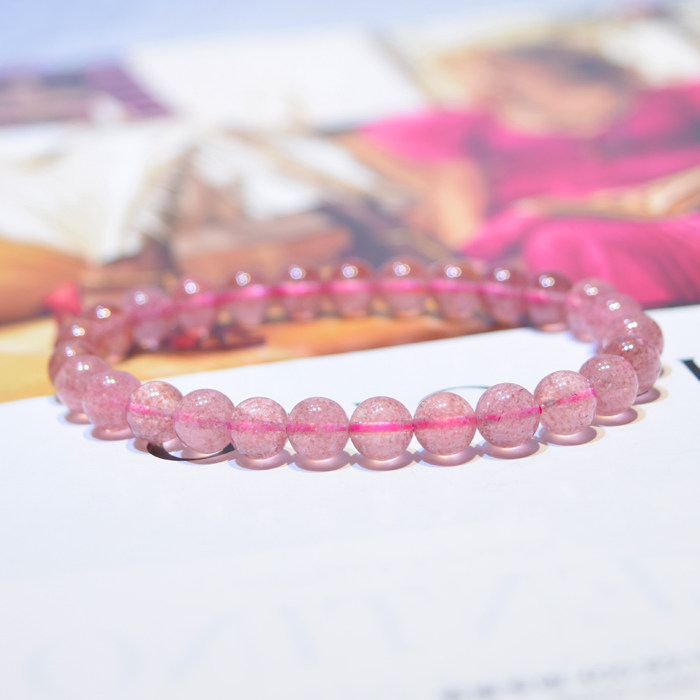 旺姻缘招桃花蔷薇晶粉色粉水晶手链