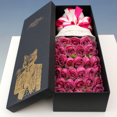 七夕情人节礼物19朵33朵紫玫瑰礼盒生日祝福上海闵行区鲜花店同城