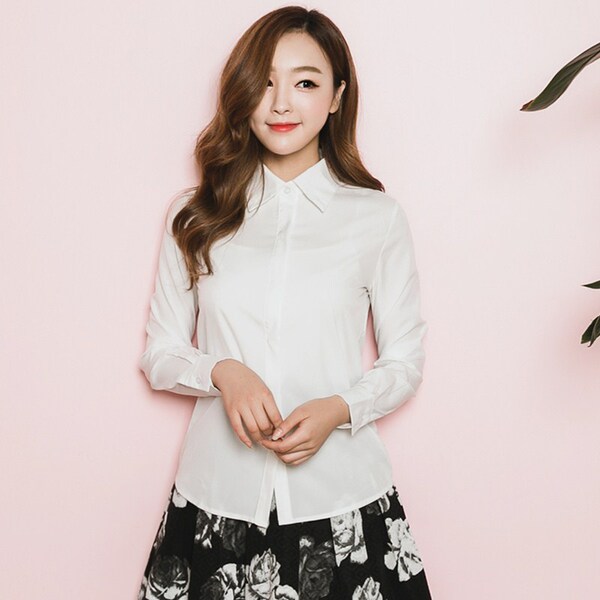 2016春秋白衬衫女长袖职业套装韩范修身打底衬衣女学生防走光上衣