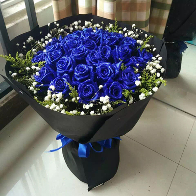 蜜妮花艺|33朵蓝色妖姬蓝玫瑰|七夕情人节生日花束|合肥庐江鲜花