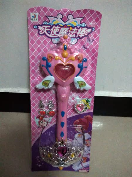 天使魔法棒 巴拉拉魔仙棒 电动音乐棒皇冠戒指耳环套装批发