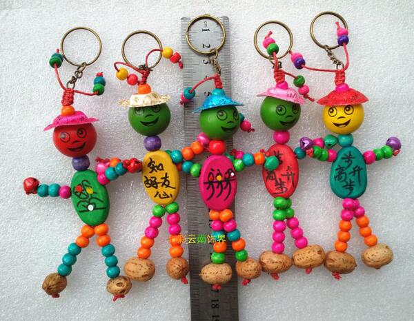 新款云南丽江东巴特色小木偶人挂件 包包挂饰钥匙扣特色旅游礼物