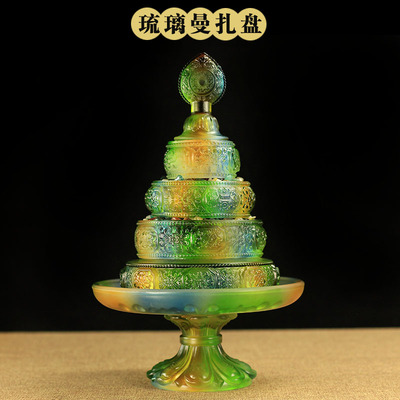 藏传佛供品尼泊尔琉璃曼扎修法盘曼扎盘曼达供曼茶罗密宗法器大号