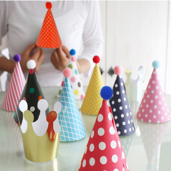 韩国迷你儿童生日派对周岁庆典装饰纸质三角帽生日帽子11个只装