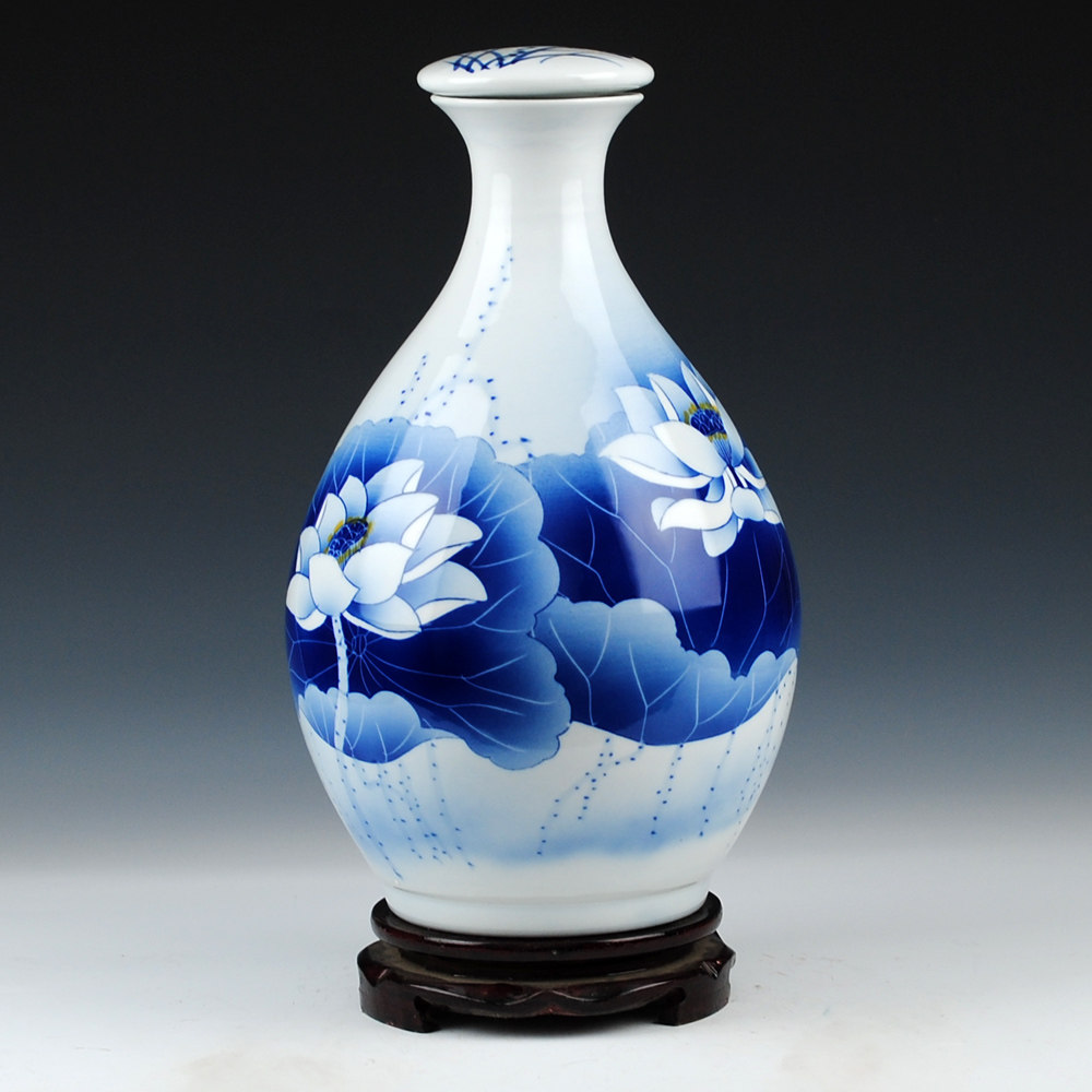 景德镇名人大师吴文瀚手绘青花十斤装陶瓷泡酒瓶10斤酒坛酒罐密封