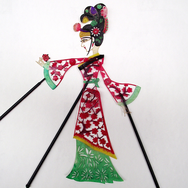 陕西皮影戏道具 带操作杆 动感人物 大乔小乔 工艺品 特色纪念品