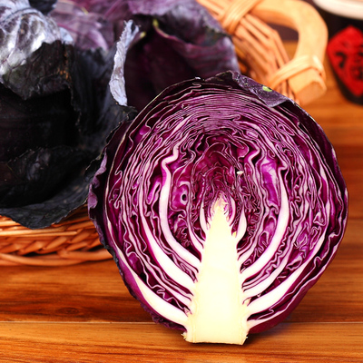 密云农家紫甘蓝1000g左右 新鲜紫色卷心菜包菜球生菜蔬菜沙拉