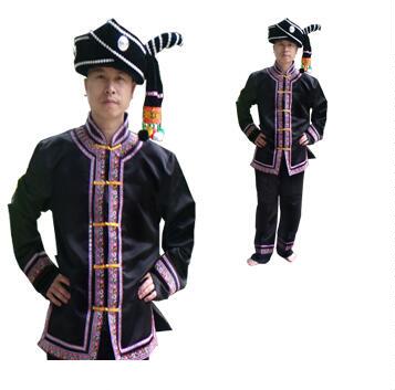 毛南族少数民族舞蹈服 土家族民族舞台表演服饰 男款民族服装