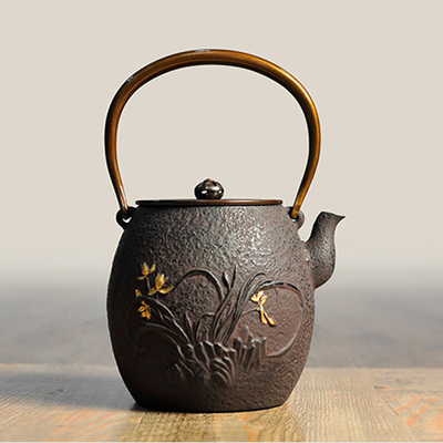 兰纹铁瓶日本进口铁壶 原装纯手工铸铁茶壶 特价无涂层龙善堂铁器