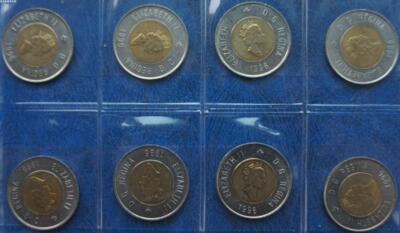 二手加拿大 1996年2元双色双金属纪念流通硬币一枚 北极熊图案