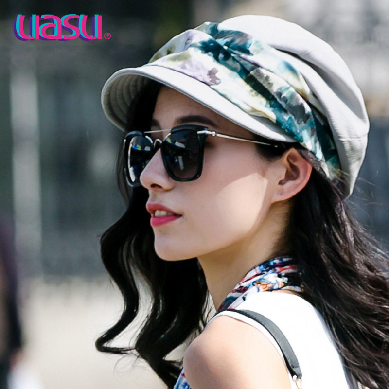 uasu防晒帽子女夏天遮脸防紫外线遮阳帽出游太阳帽骑车大沿可折叠