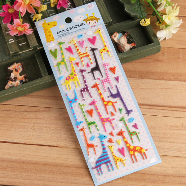 韩国创意手机通用贴纸 可爱卡通动物日记本装饰贴 DIY立体泡泡贴