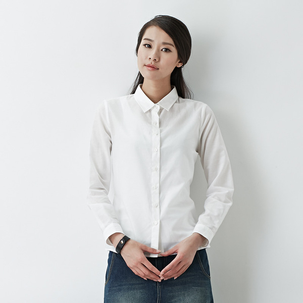 初棉2015秋装原创方领纯色衬衫女桑蚕丝长袖衬衣中长款文艺气质