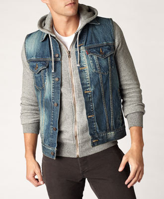 专柜levis 西部风情牛仔马夹 70616 男士深色牛仔马甲