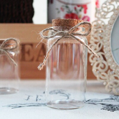 麻绳款 4.7cm直径超级透明玻璃瓶 漂流瓶 幸运星瓶子 情人礼物