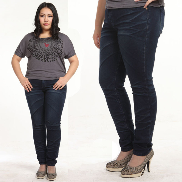 敏弹力小脚牛仔裤加肥加大码肥婆胖妹妹mm秋冬款胖子修身女装长裤