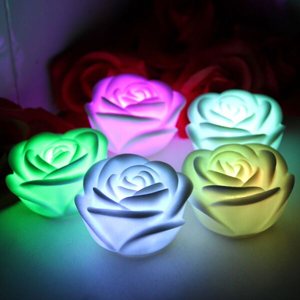 七家】led彩色电子玫瑰花蜡烛灯小夜灯创意浪漫情人节礼物礼品