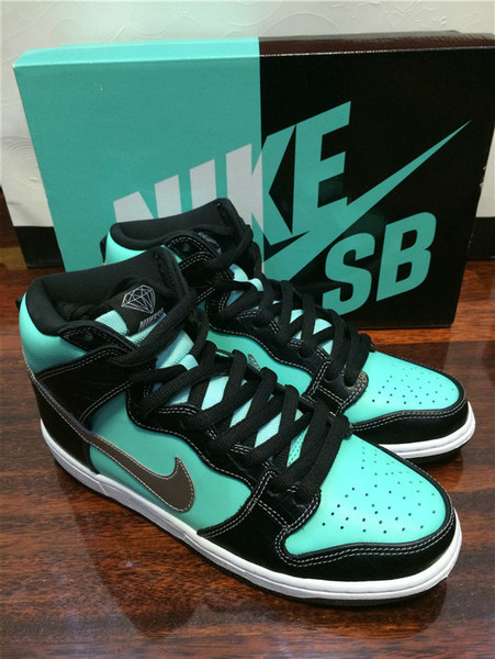 耐克dunk sb high diamond tiffany钻石情侣高帮板鞋653599-400