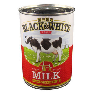 荷兰进口黑白淡奶 全脂淡奶 黑白奶 港式奶茶必备410g