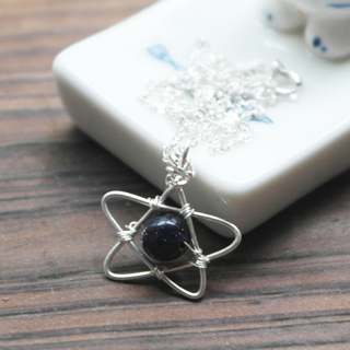 ta 星星蓝砂石宇宙独家手作锁骨项链吊坠925纯银链来自星星的你