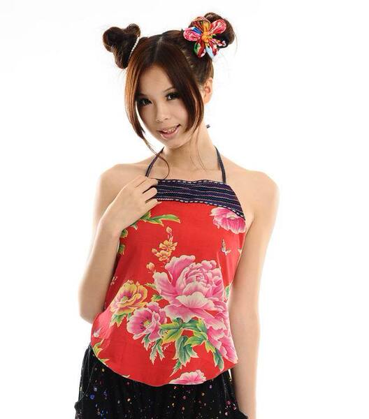 丹凤创意:全棉牡丹花双层肚兜女-女士性感成人民族风古典内衣