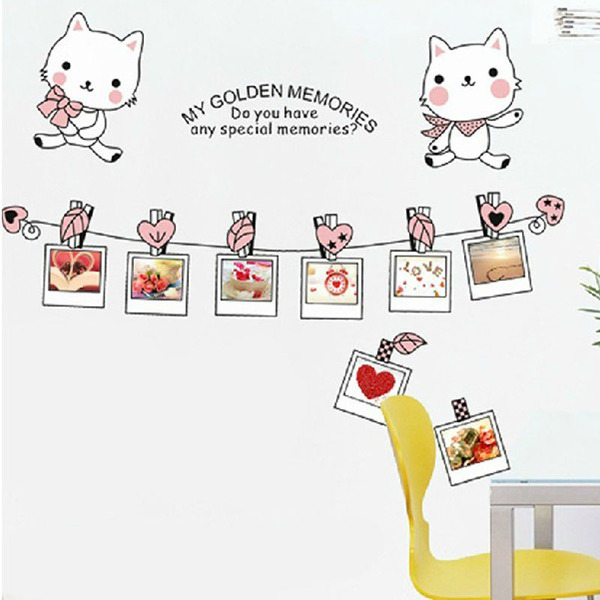 小猫相框照片墙贴儿童房卡通贴画 家居卧室客厅沙发背景装饰墙贴