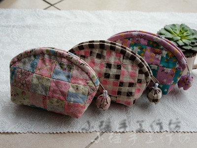 零钱包 手工布艺 手拿包 拼布贝壳零钱包 小布包