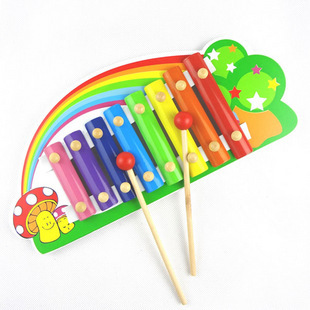 木制音乐玩具 彩虹八音琴钢片敲琴 婴幼儿童宝宝益智力早教 510g