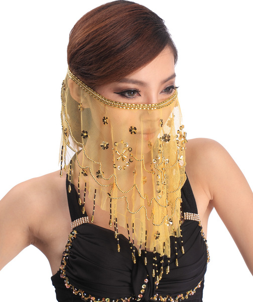 印度舞肚皮舞服装 肚上舞配饰纱巾/面纱(注意绣珠为3层)p23